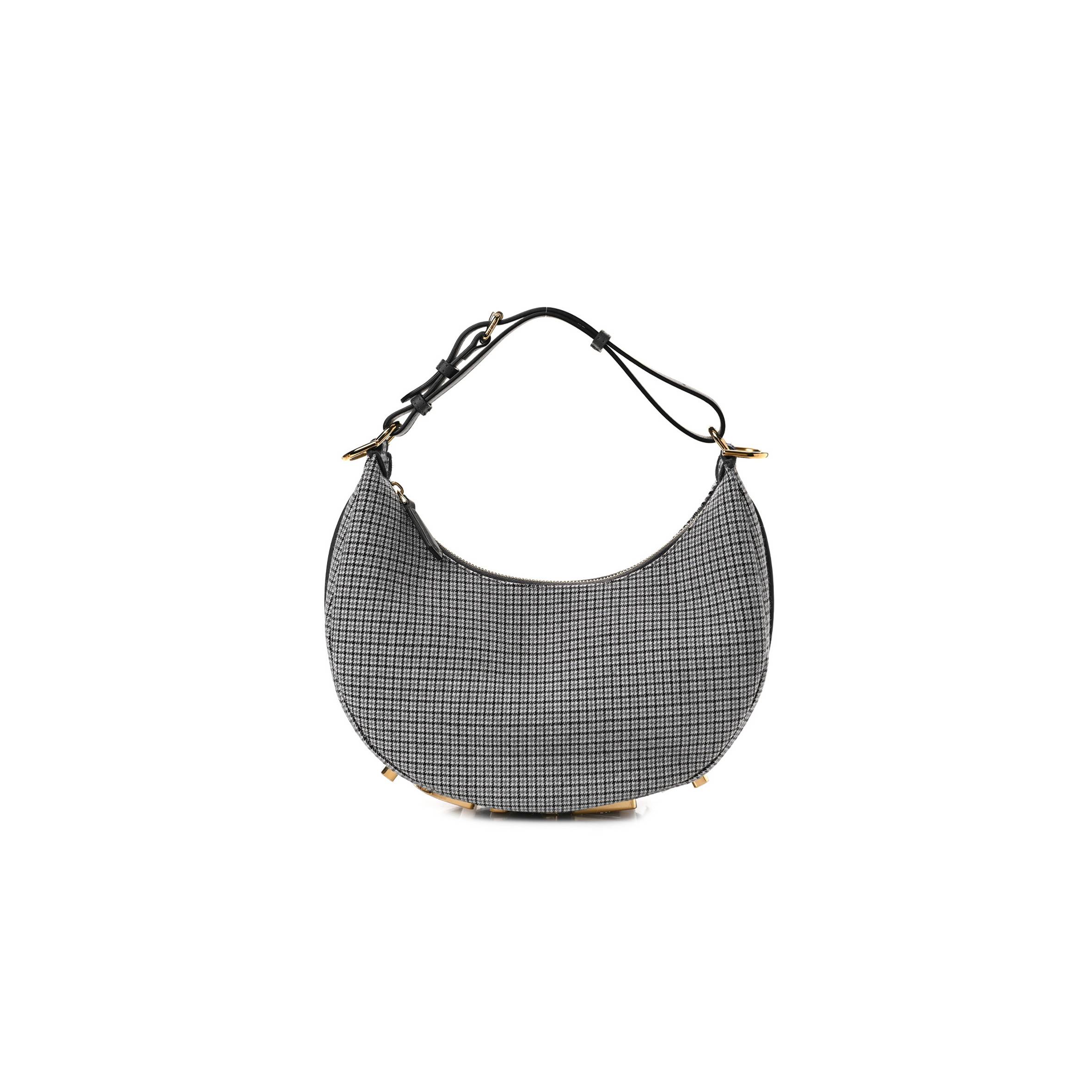 F**di wool houndstooth small F**digraphy hobo bag grigio anthracite (28*23*8cm)