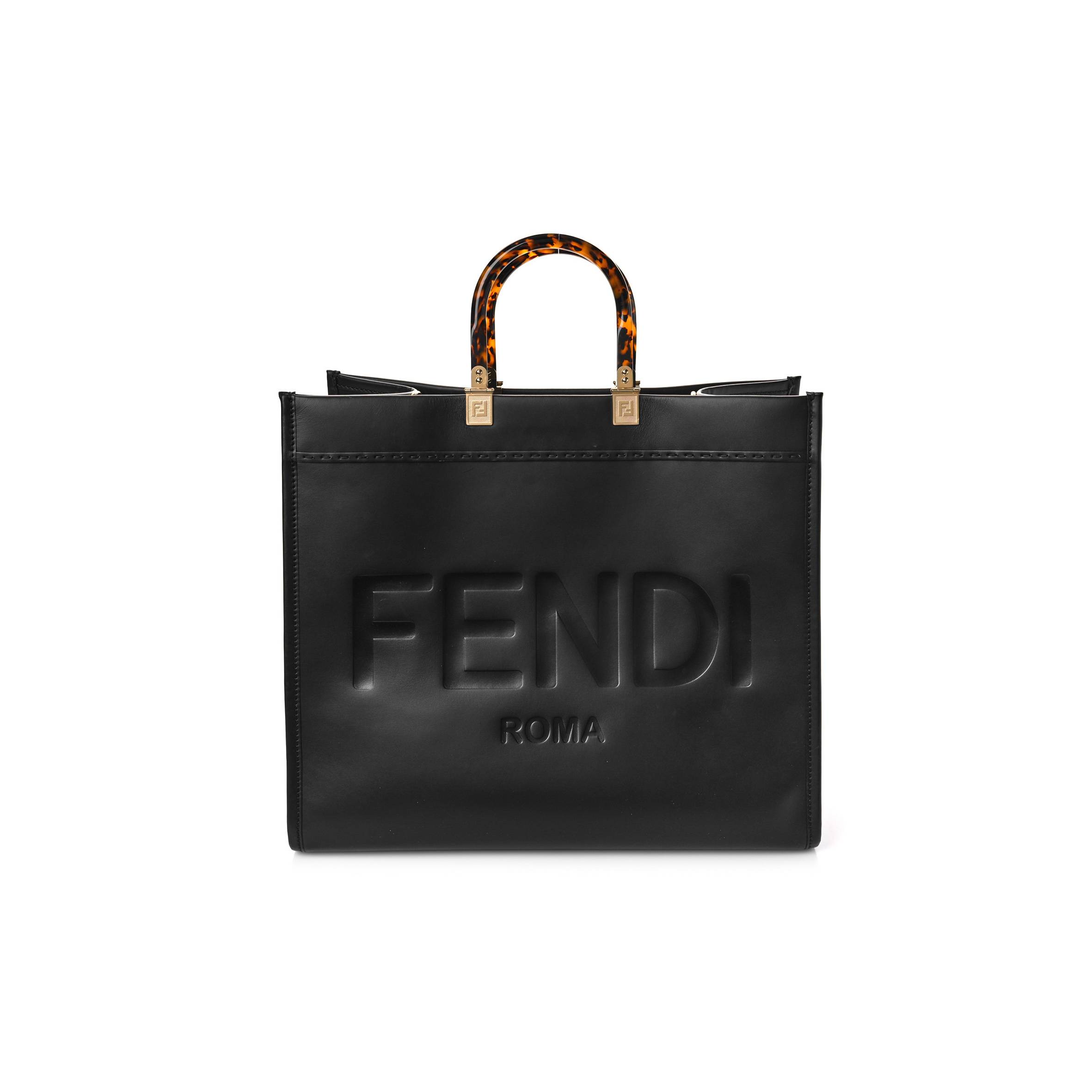 F**di vitello king plexiglass large F**di sunshine shopper tote black (41*34*18cm)