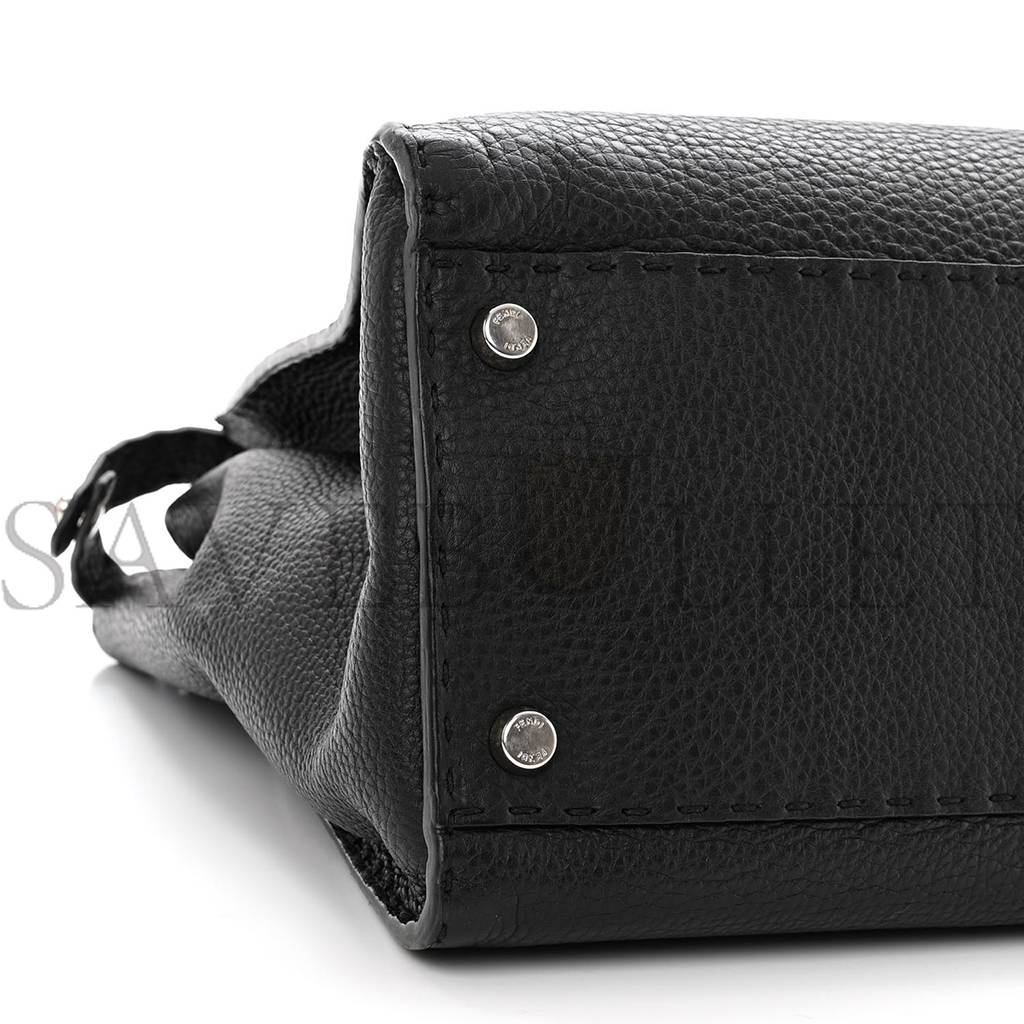 F**di cuoio romano selleria bi-color large peekaboo iconic satchel black mou (39*30*18cm)