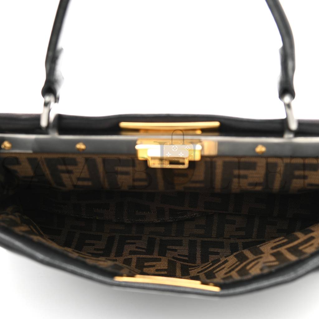 F**di goatskin zucca medium peekaboo iconic satchel black tobacco (34*22*11cm)