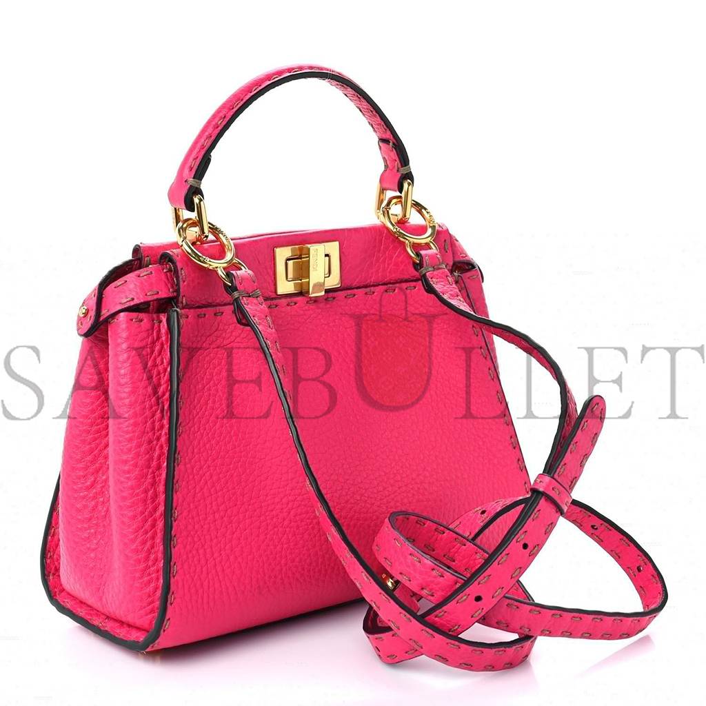 F**di cuoio romano selleria mini peekaboo iconic satchel fuxia (23*19*11cm)