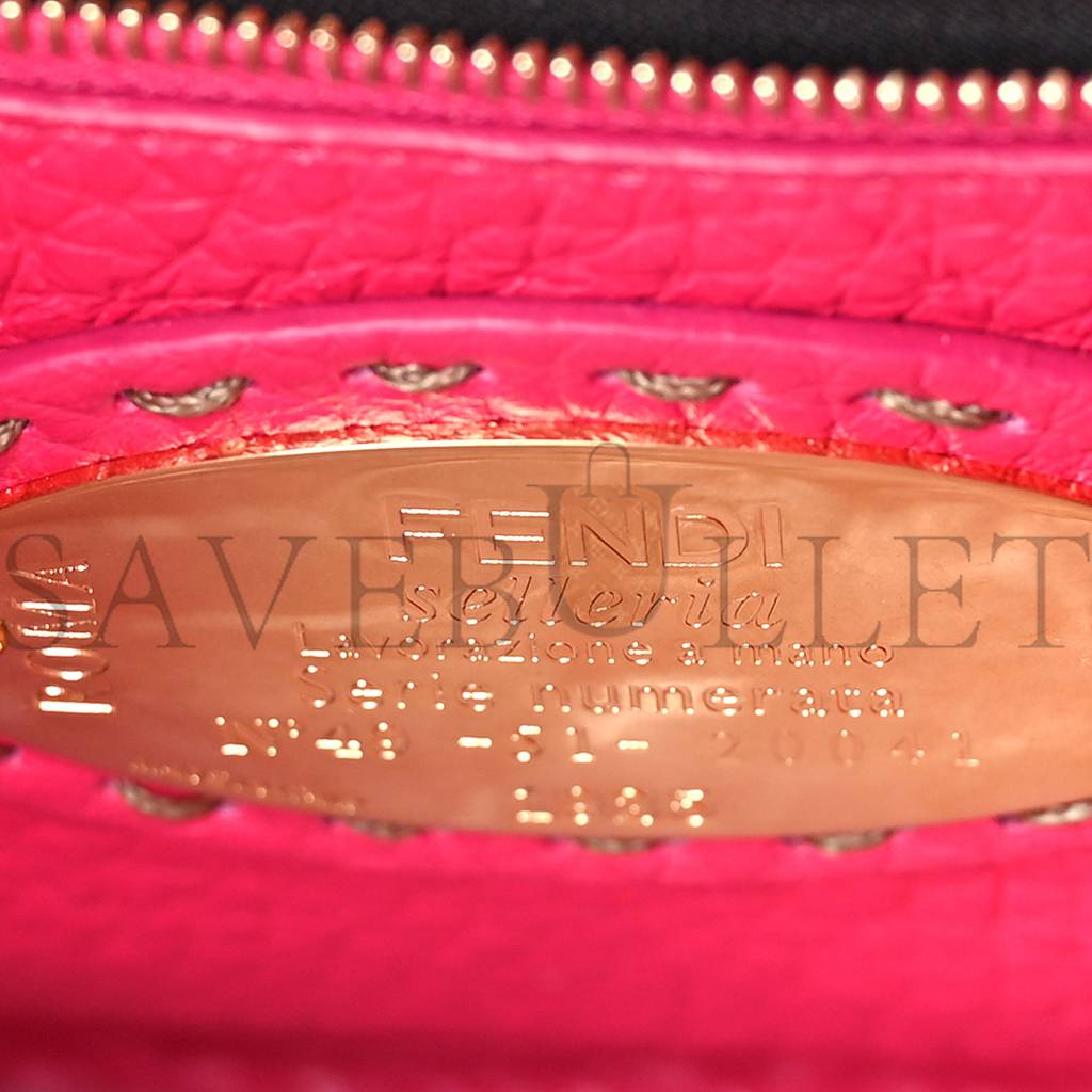 F**di cuoio romano selleria mini peekaboo iconic satchel fuxia (23*19*11cm)