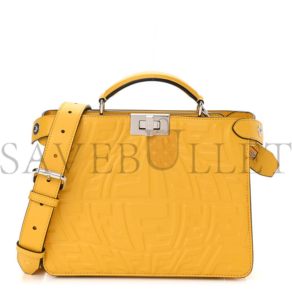 F**di x sarah coleman nappa ff fish eye embossed mini peekaboo i see u satchel mimosa (25*20*9cm)