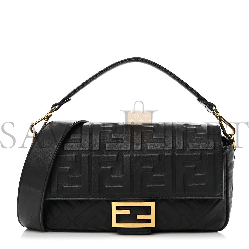 F**di nappa ff 1974 embossed baguette black (27*15*6cm)