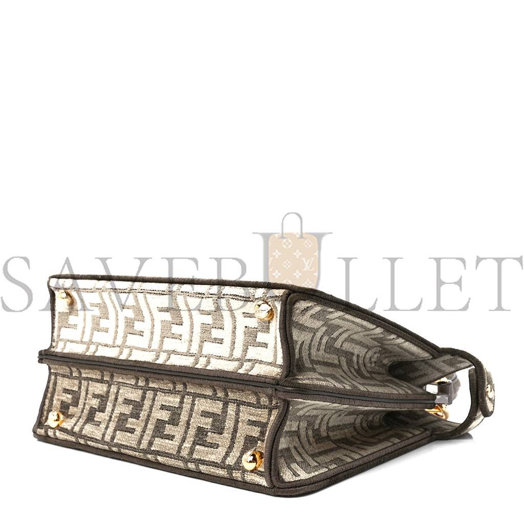 F**di chenille vitello seta ff small peekaboo i see u satchel tortora nuvola (41*29*15cm)