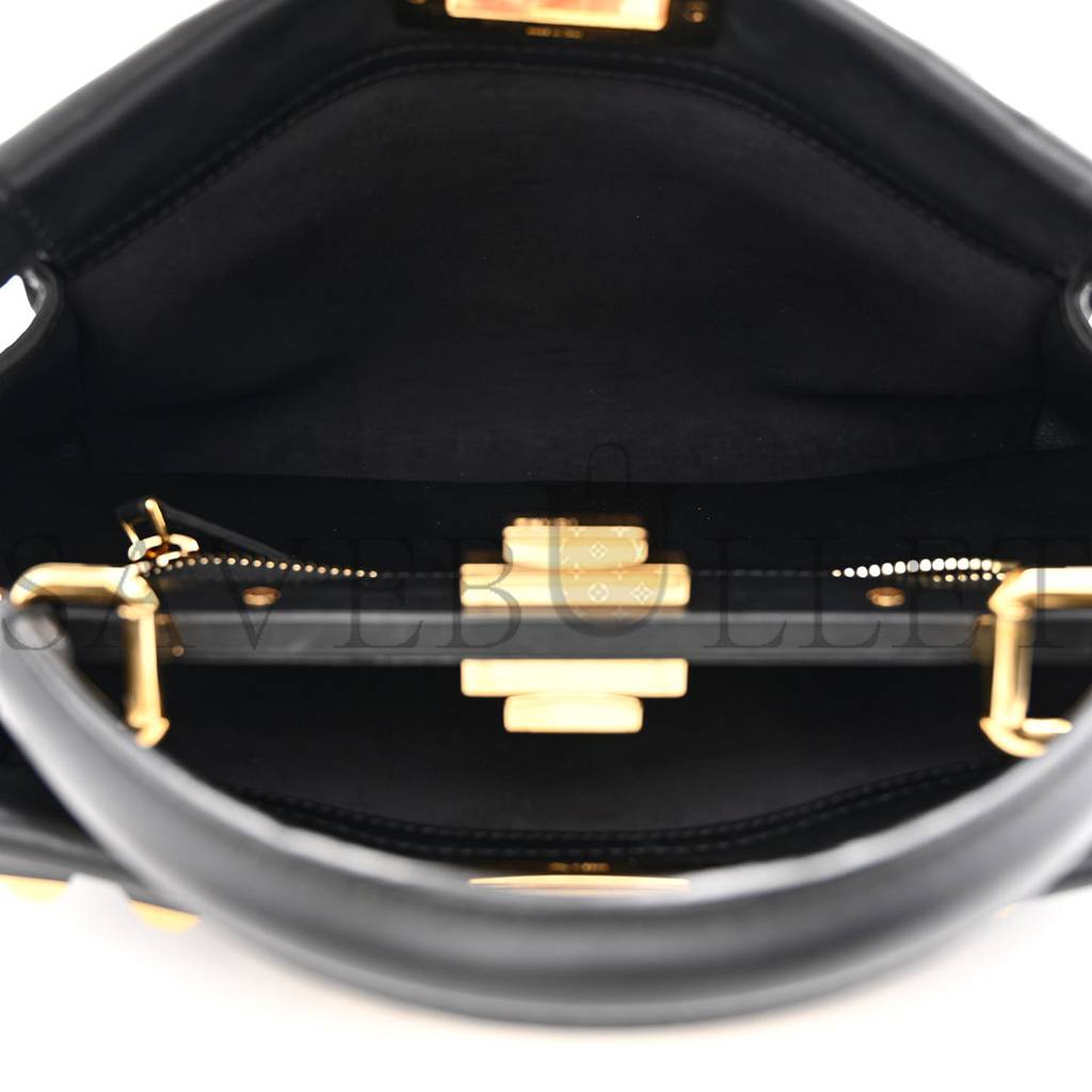 F**di calfskin studded medium peekaboo iconic satchel black (34*24*12cm)