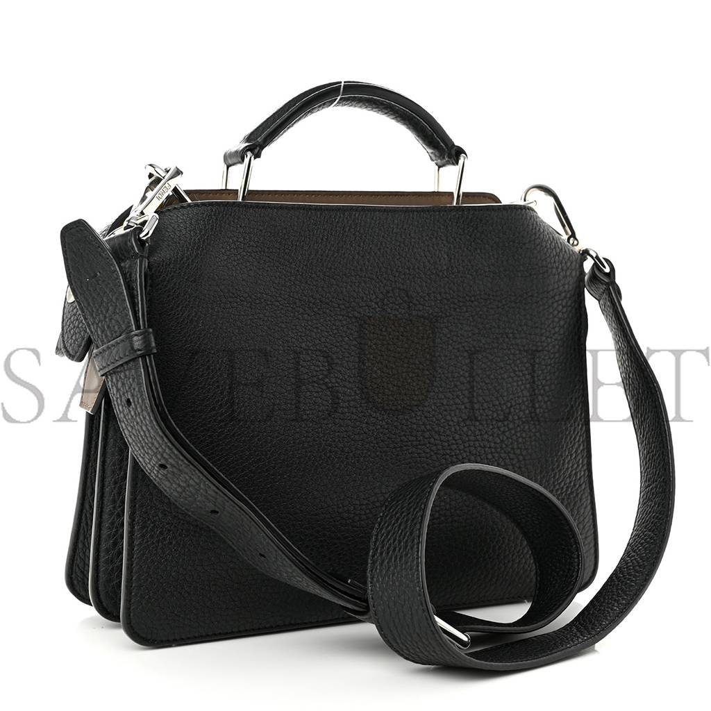 F**di cuoio romano vitello grace light glazed fabric bi-color ff 1974 mini peekaboo i see u satchel black (25*20*9cm)