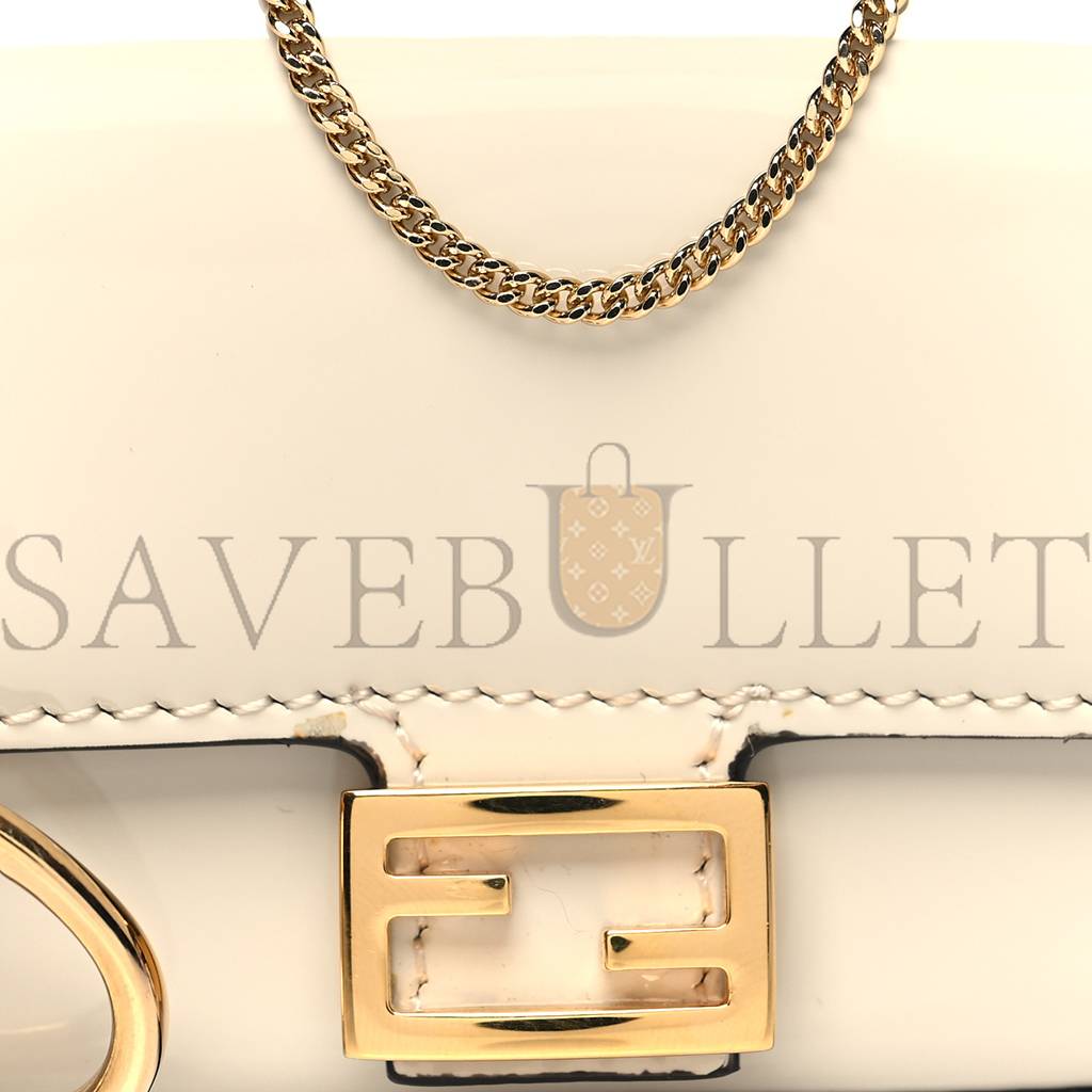 F**di patent nano baguette belt charm white (10*7*2cm)