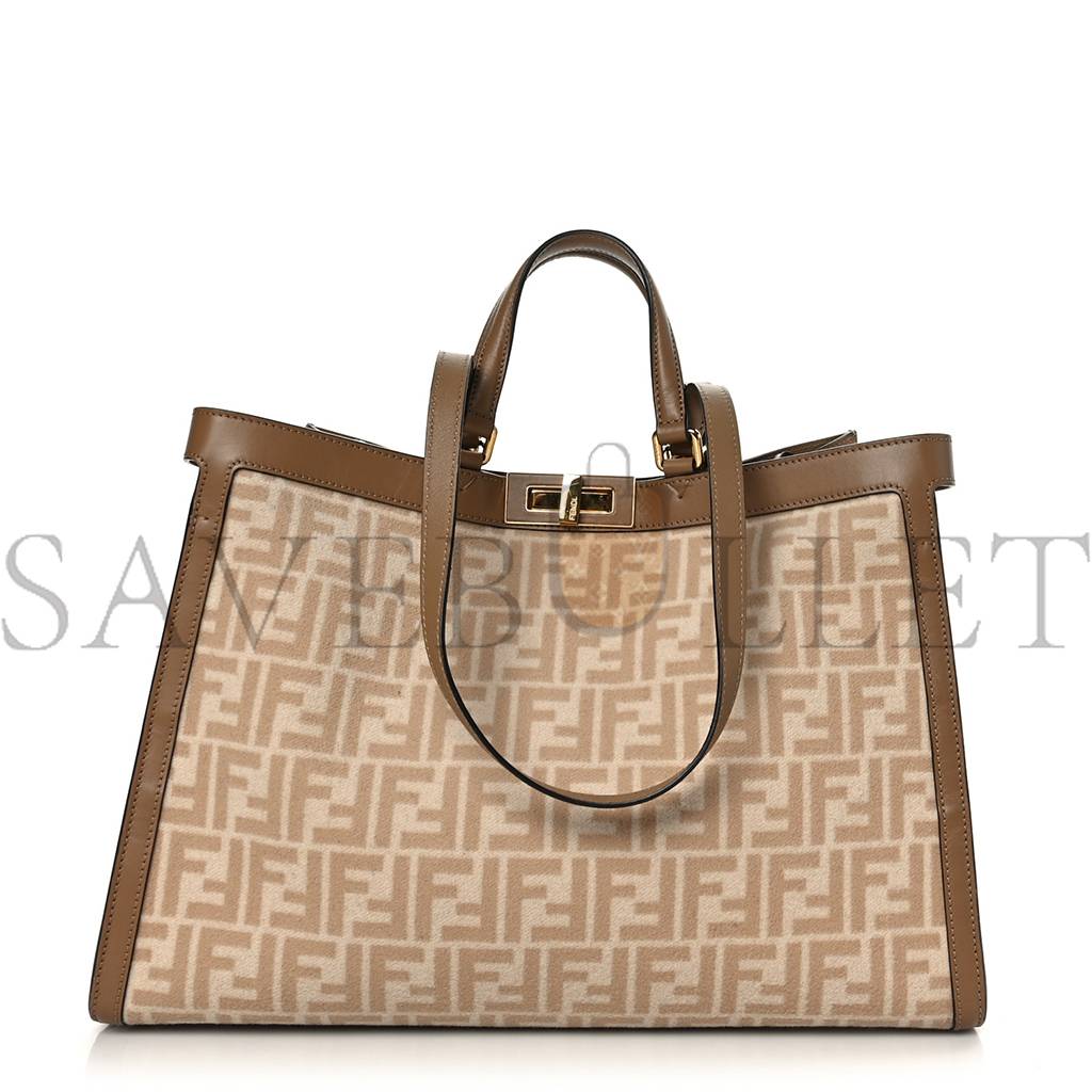 F**di wool vitello king seta ff 1974 medium peekaboo x-tote beige cammello sand (41*29*15cm)