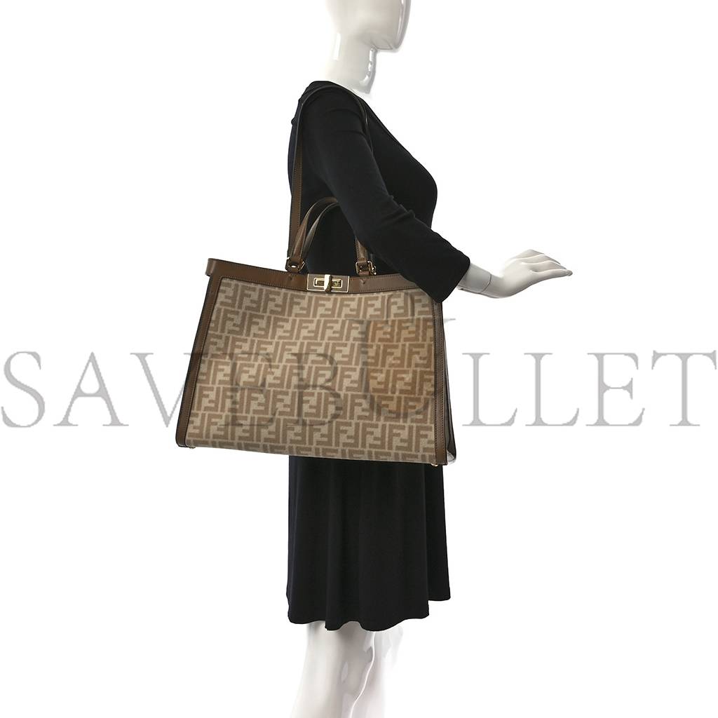 F**di wool vitello king seta ff 1974 medium peekaboo x-tote beige cammello sand (41*29*15cm)