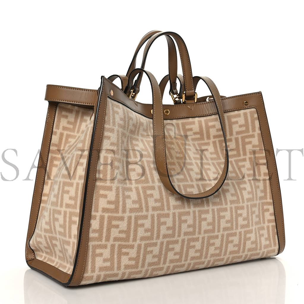 F**di wool vitello king seta ff 1974 medium peekaboo x-tote beige cammello sand (41*29*15cm)