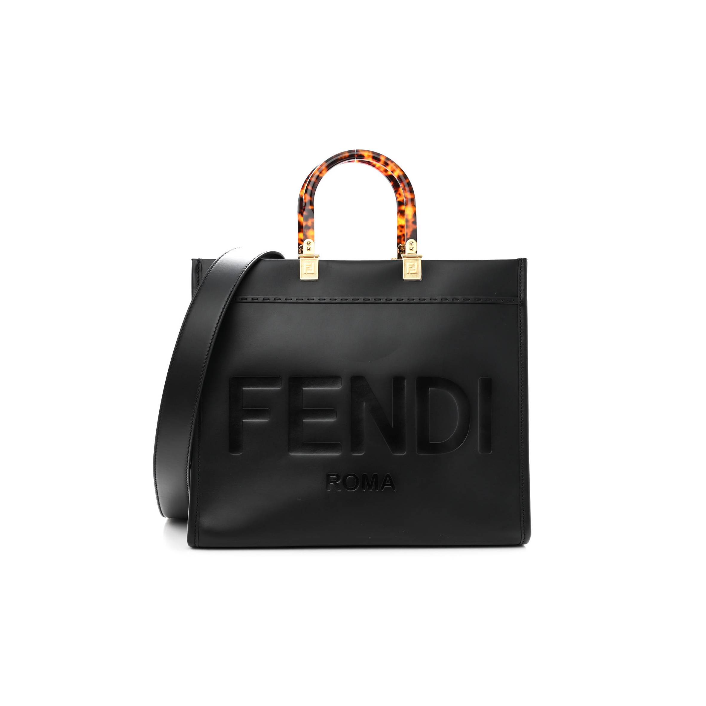 F**di vitello king plexiglass medium F**di sunshine shopper tote black (36*30*15cm)