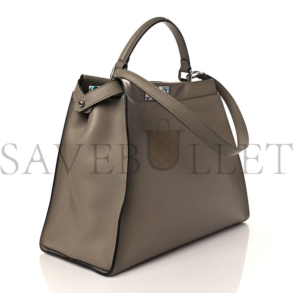 F**di vitello seta plexiglass granite large peekaboo iconic satchel tortora (40*29*17cm)