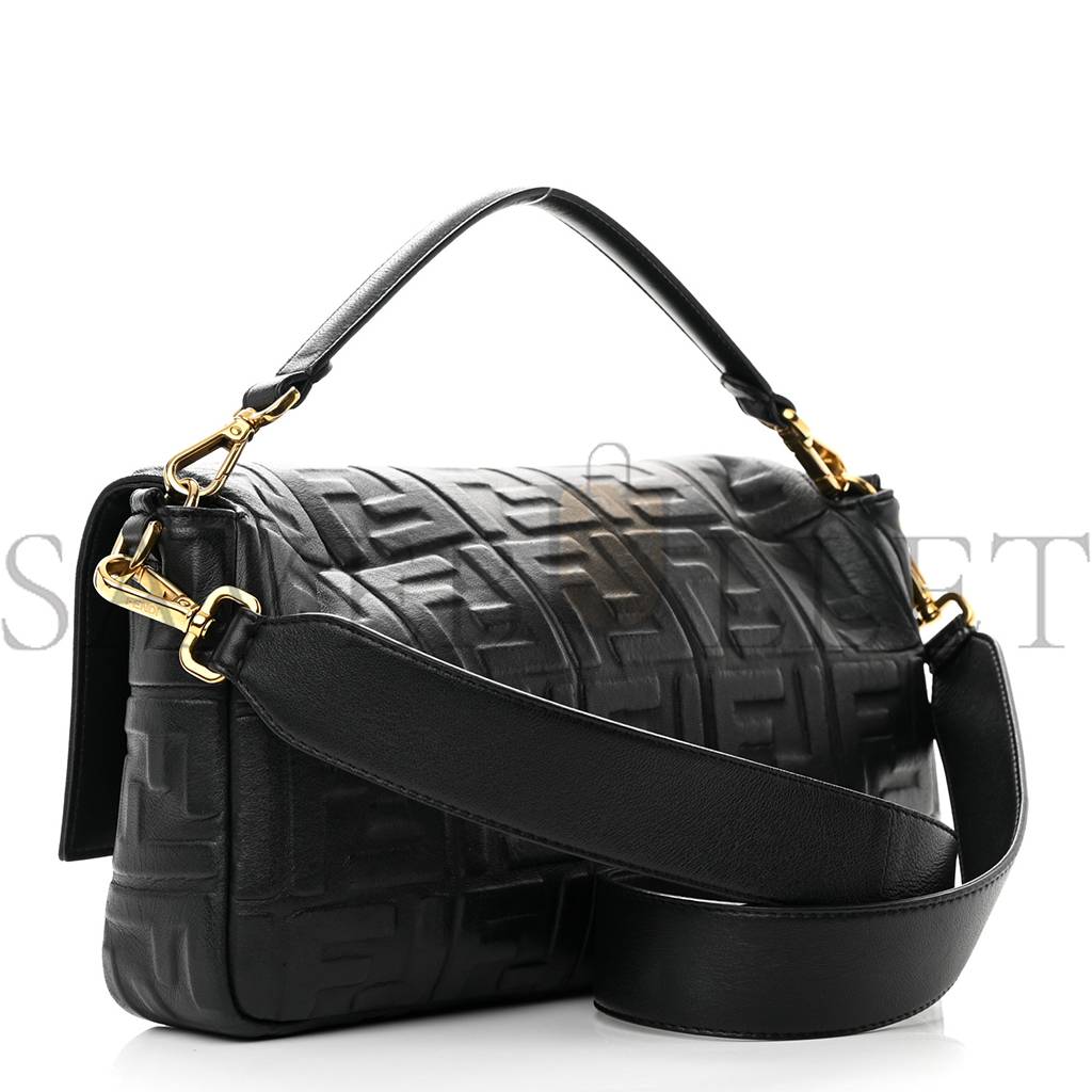 F**di nappa ff 1974 embossed large baguette black (32*20*6cm)