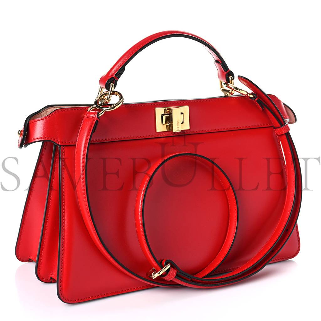 F**di vitello king luxor shiny nappa medium peekaboo i see u east west satchel fuoco light rose (29*18*10cm)