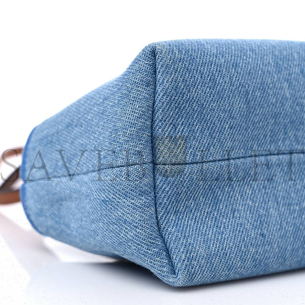 F**di denim vitello king plexiglass logo embroidered mini by the way top handle boston bag light blue (18*10*9cm)