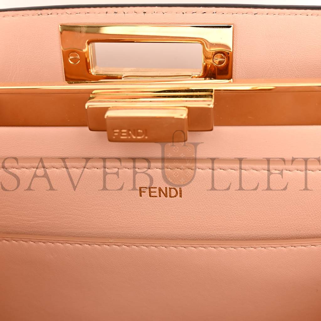 F**di vitello seta shiny nappa medium peekaboo i see u satchel cuoio light rose (33*25*13cm)