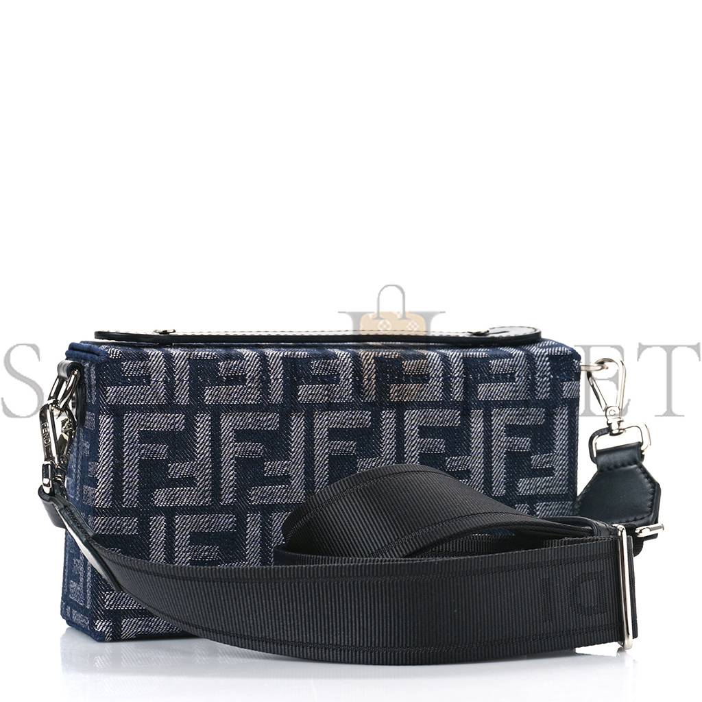 F**di fabric jacquard reactive jean denim vitello cover ff baguette soft trunk blue black (21*12*6cm)