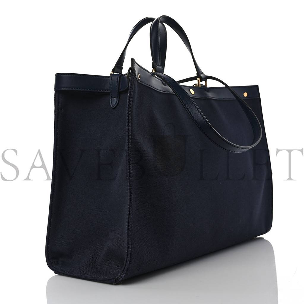 F**di canvas vitello king ff embroidered medium peekaboo x-tote blue (41*29*15cm)