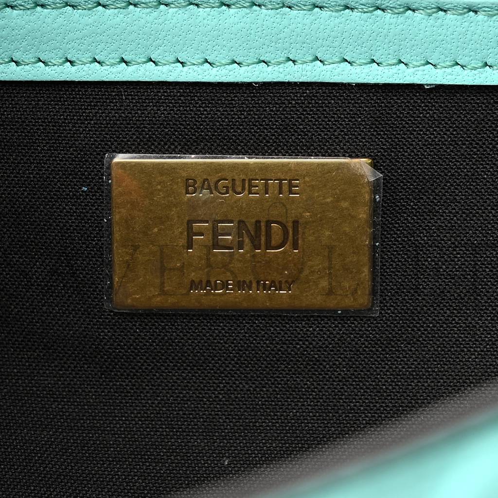 F**di nappa ff 1974 embossed baguette spring turquoise (25*15*5cm)