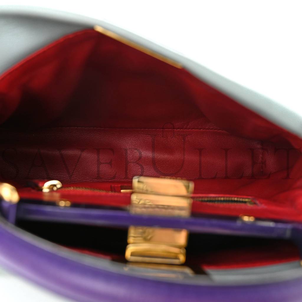 F**di nappa colorblock mini peekaboo iconic satchel polvere purple rain ruby (23*17*11cm)