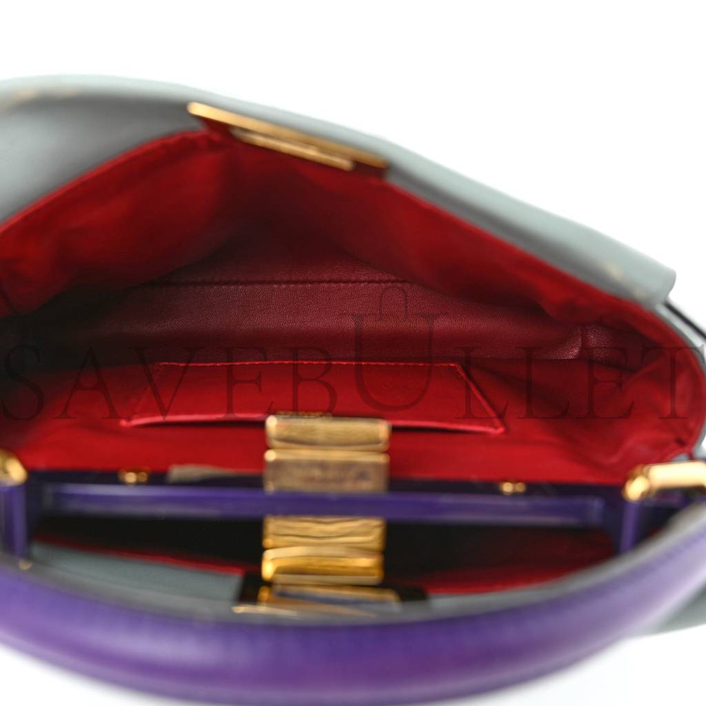 F**di nappa colorblock mini peekaboo iconic satchel polvere purple rain ruby (23*17*11cm)