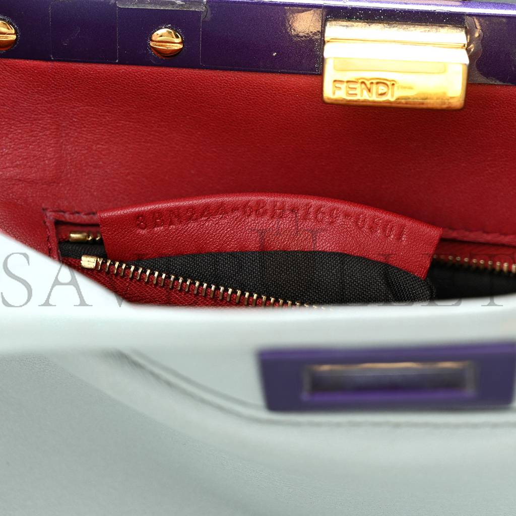 F**di nappa colorblock mini peekaboo iconic satchel polvere purple rain ruby (23*17*11cm)