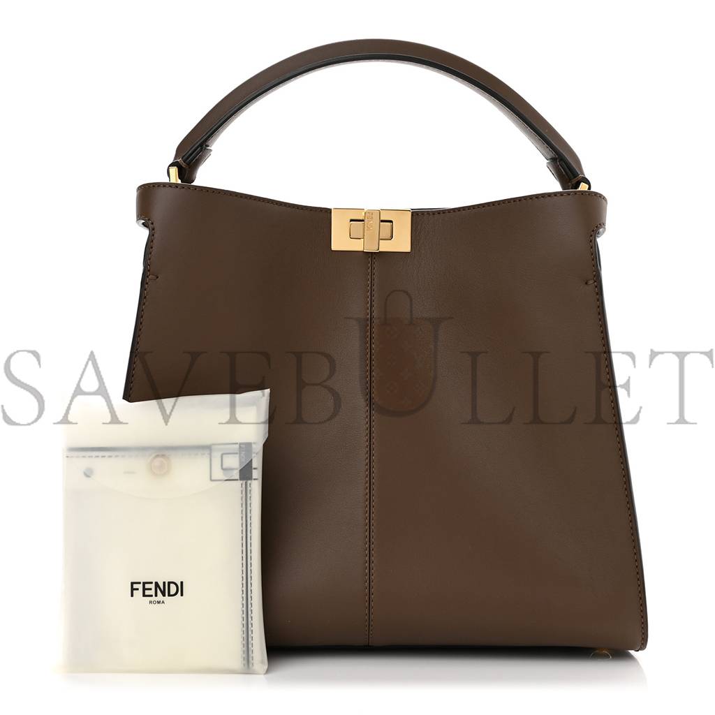 F**di vitello seta glazed fabric ff 1974 medium peekaboo x-lite maya mogano panna (30*25*15cm)