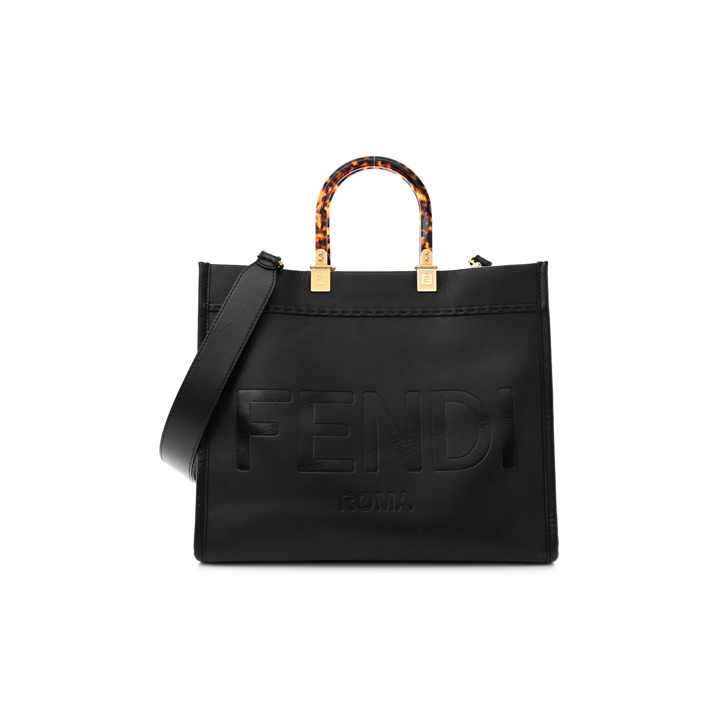 F**di vitello king plexiglass medium F**di sunshine shopper tote black (36*30*17cm)